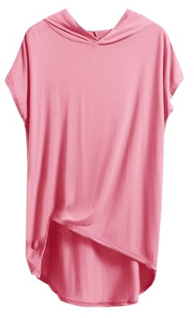 Femme Tee Shirt Coton à Manches Courtes Tshirt de Sport Été T Shirt à Capuche Long Vêtements Ample Vetement Chic Habit Ete Haut Décontracté Teeshirt Respirant Leger Tee-Shirt