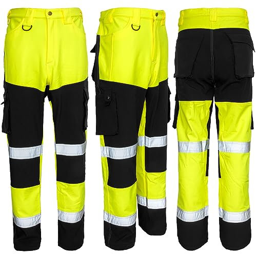 Winterhose Schutzhose Warnhose Arbeitshose Softshell Wasserdicht (Hawk-Gelb) (L)