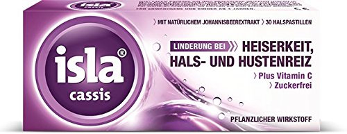 Isla cassis Spar-Set 2x60Pastillen. Lindert Heiserkeit, Hals- und Hustenreiz. Plus Vitamin C. Mit leckerem Johannisbeergeschmack. Wirkt pflanzlich. Vegan und zuckerfrei.