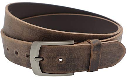 NK Belt GmbH 4cm echter brauner Büffelleder Gürtel Handgemacht Leder 80cm-145 cm (110cm Gesamtlänge 120cm)