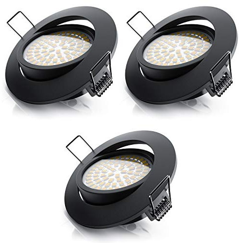 Brandson - 3x LED Deckenspot dimmbar Einbaustrahler schwenkbar - Ultra Flache Spots Einbauleuchte - Einbauspot Deckenstrahler - Abstrahlwinkel 120 Grad - 230V - schwarz