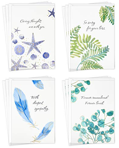 Hallmark Surtido de tarjetas de condolencias, acuarela naturaleza (12 tarjetas surtidas con sobres)