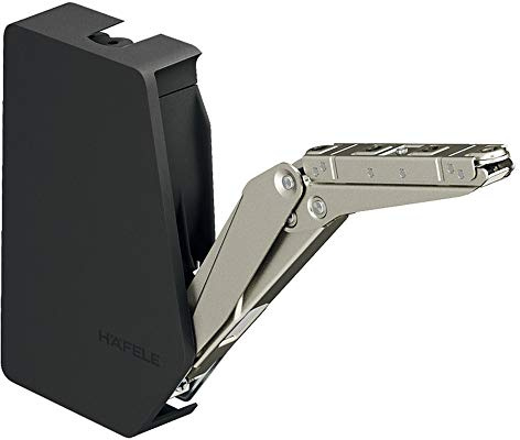 Gedotec Ferrure de cuisine à rabat pour meubles - Ferrure rabattable Free FLAP 3.15 pour volets en bois - Modèle G : 6,9 à 27,3 kg - 1 kit complet - Ferrures à clapet anthracite noir pour armoires