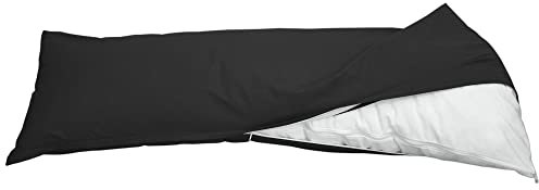 Nurtextil24 Seitenschläferkissen Set 2in1 Baumwolle Kissenbezug mit Füllkissen Innenkissen - Schwarz Bezug + Füllkissen 40x145cm