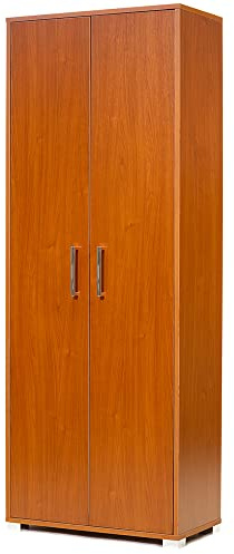 Liberoshopping Scarpiera armadio grande a 2 ante in legno con ripiani interni piedini e maniglie (Ciliegio)