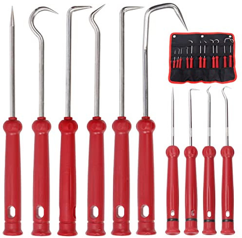 Swpeet 12Pcs Hose Removal Hook with Tool Bag Kit, Pick and Hook Set, Removal Tool,Oil Seal Puller, Car Hook, O-Ring Hook, Vacuum Hoses Trim, Joint Ring Removal, Gasket Tool Set, Precision Hook Set
