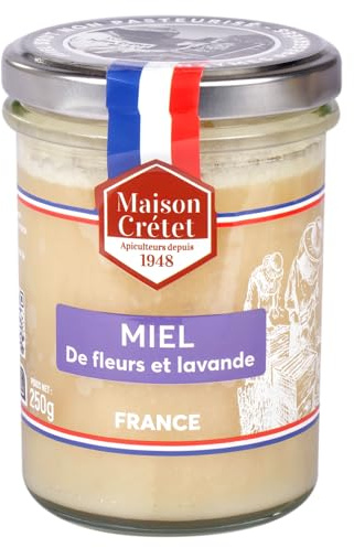 Maison Crétet | Miel de france fleurs lavande | Miel non pasteurisé | 100% naturel | pot verre 250g