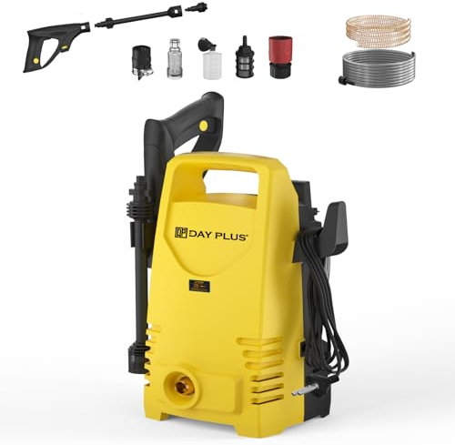 Hochdruckreiniger Hochdruckpistole, 55 bar Druck, 5L/min Fördermenge, 5,5 m Kabel, 1100 Watt, 7 m Schlauch, Hochdruckpistole für Autos Garten, Hochdruckreiniger für Zuhause