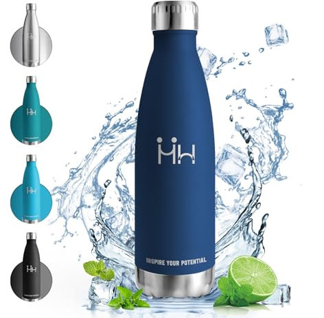 Vikaster Borracce termiche, Borraccia 500ml, Borraccia acciaio inox Mantiene Caldo per 12 Ore/Freddo 24 Ore, Borracce Senza Perdite, Adatto Bambini, Adulto, Scuola, Outdoor