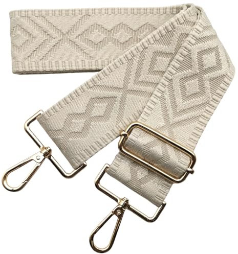 Verstellbarer Taschengurte Breit, 5cm Schultergurt für Tasche, Taschengurte zum Wechseln Goldener Karabiner Schulterriemen, Umhängegurt fur Damen Handtaschen Crossbody DIY, (Beige) 11