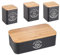 Herzberg, HG04401, Boîte à pain élégante avec 4 boîtes de rangement, design moderne, idéale pour la cuisine, pratique et fonctionnelle, taille : standard, couleur : noir