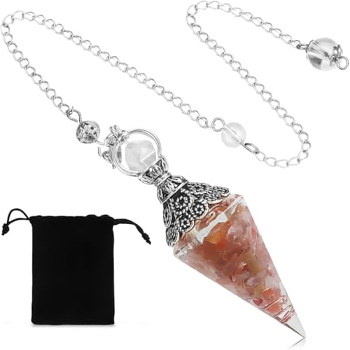 Pendule en pierre de cristal naturel NJCXOLA, pendule en cristal, pendule en cristal hexagonal vintage, pendule chakra, divination reiki, méditation