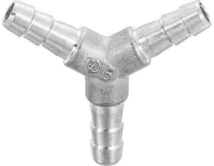 QUARKZMAN 1Pcs 6mm Diámetro Y Forma 3 Vías Espiga Manguera Montaje, Adaptador para Manguera de Acero Inoxidable 304 para Sistemas de Vacío, Conexiones de Tuberías Industriales, Plateado