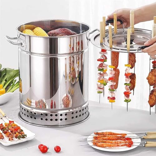 Genérico Barbacoa de Carbón en Barril Parrilla Ahumadora Vertical Portátil de Carbón Estufa Colgante for Barbacoa Parrilla de Carbón Sin Humo for Acampar en Interiores y Exteriores,20pcs,Double Layer