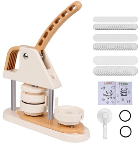 Eatbuy Knopfmacher 58 mm, máquina de insignias para niños, juego de máquina de insignias, fácil y seguro DIY regalos (inglés, alemán, francés, español, italiano, 5 manuales)
