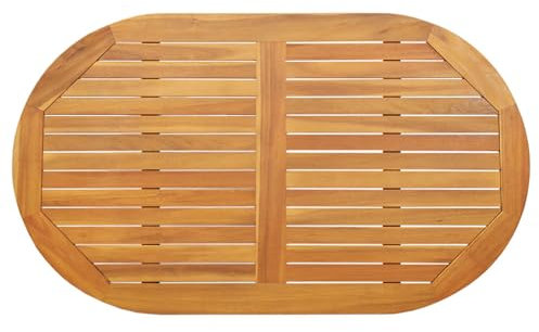 vidaXL Ovale Massivholz Akazien-Tischplatte für Innen/Außen. Geöltes Teak 120X70X2 cm robust und vielseitig für Moderne Räume.