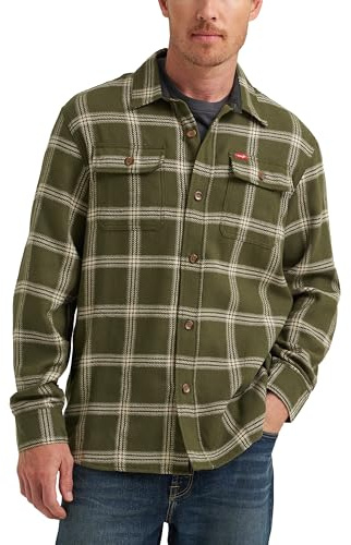 Wrangler Authentics Men's Long Sleeve Flannel Shirt Jacket, Forest Night Plaid, Large