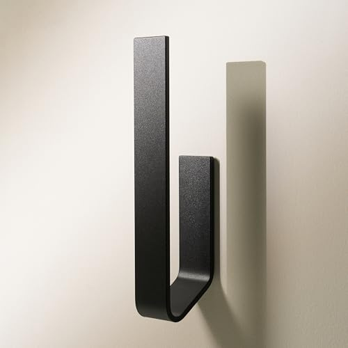 Designfabrik Hamburg Porte-Rouleaux de Rechange sans perçage | Support Papier Toilette Mural autoadhésif pour 2 Rouleaux | Aluminium Noir | Accessoire WC Design Moderne (Noir Mat)