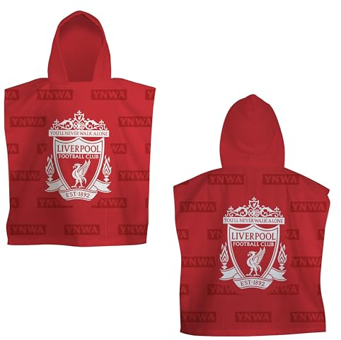 Liverpool Football Club Officially Licenced Hooded Towel Poncho | Super Soft Feel, Boots Design | Swimming Changing Robe Perfect The Home, Bath & Beach, 55 x 50 cm