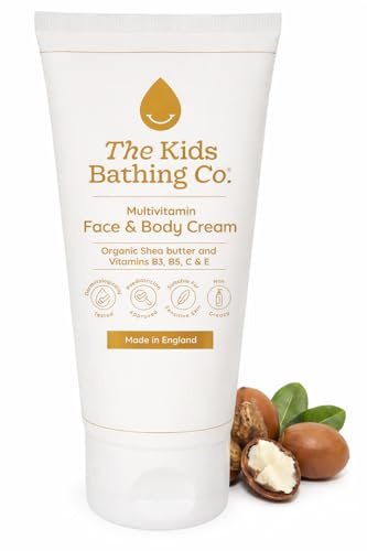 The Kids Bathing Co - Multivitamin Face and Body Cream 200ml Nourishing | Kids Face Cream, Kids Moisturiser, Baby Face Cream, Baby Cream, Vitamins B3 B5 C and E, Skincare Kid, Organic Shea Butter