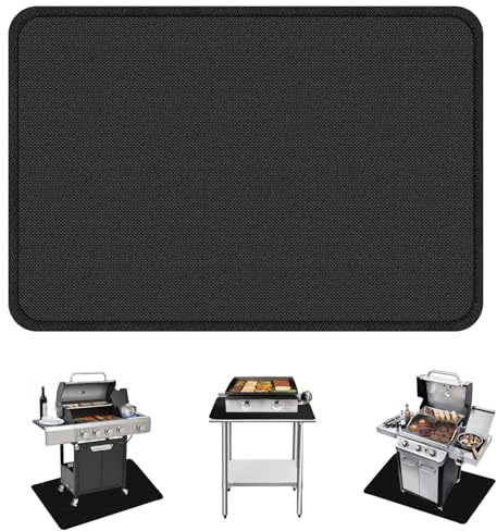 AROMUJOY Brandsäkert underlag, 100 x 80 cm värmeskyddsmatta silikonglasfiber, brandskyddsmatta värmebeständig upp till 550 ℃/1 800 °C, grillmatta för BBQ grillar, golv, öppen spis, gräsmatta