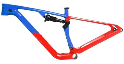 Generico Compatibile con telaio Bigrock, interamente in fibra di carbonio, mountain bike XC fuoristrada Soft Tail Carbon Full Suspension, pneumatici Max 29er * 2,4 pollici(Red blue,K)