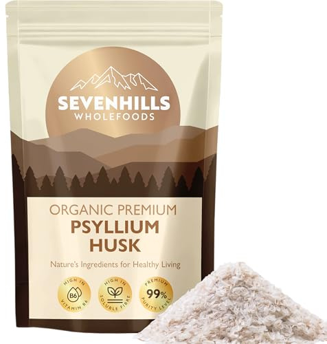 Sevenhills Organic Psyllium Husks 400g, 99% Pure, High Soluble Fibre | Natural Digestive Support for Gut Health & Fullness, High in Vitamin B1, B2, B6 & Potassium, Ideal for Smoothies & Shakes