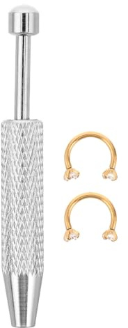 OUNONA 1 set hästskoseptumring - dubbla kubiska zirkonianäsringar, läppörhängen i rostfritt stål, broskspiralpiercingsmycken, tillbehör (silver)