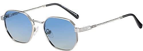 H HELMUT JUST Gafas de Sol para Mujer y Hombre Hexagonales Polarizadas Lentes Pequeñas Retro