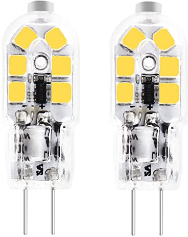 Yucclim T3 G4 12Volt LED Light Bulb Bi-Pin Base JC T3 Halogen Bulb 20W Equivalent for RV Camper Trailer Motorhome 5th Wheel, Marine Boat 12V AC/DC (2 Pack, Warm White)