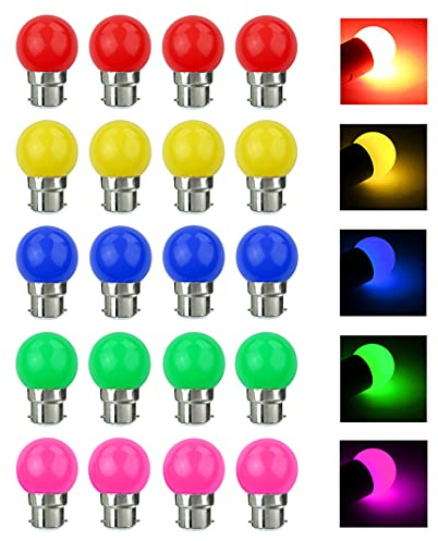 VIRANSHEN LED Bunte B22 Bajonett Birne Farbige Glühbirnen 3W = 30W 240 Lumens AC220V-240V Dekoratives Licht und Design Ambiente Leuchtmittel in Klasse Golfball Form Gemischte Farben - 20er Pack