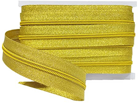 4 Mètres Fermeture Éclair Continue en Nylon + 10 Curseurs Coulissants en Métal #5, Pour Coudre, Vêtements, Travaux Manuels, Couture, (#5-4M, d'or)