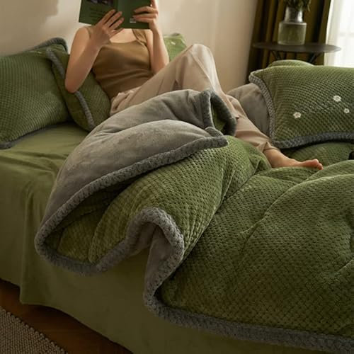 MAHPKYZ Winter PlüSch BettwäSche-Winter BettwäSche 135x200cm-Winter-Flanell-Bettbezug, Modisch, Zweifarbig, Weich, Warm, Bettbezug, GemüTlich, Dick, FüR Erwachsene, Kinder, Heimbedarf-Geschenk Mann