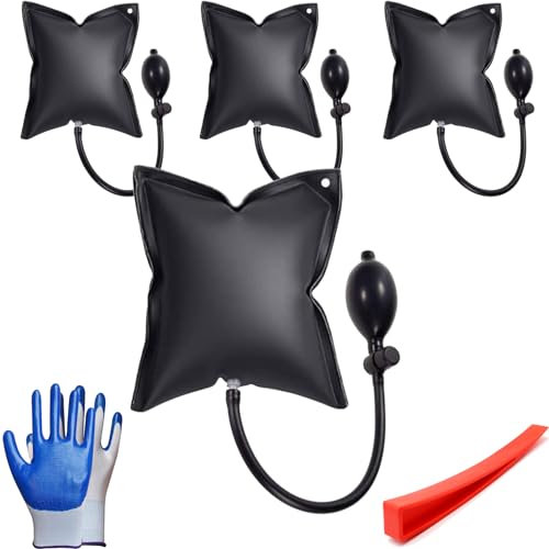 Ponte Sollevatore Auto, 4 Pezzi Sollevatore Auto, Sollevatore Mobili Fornito Con Guanti Antiscivolo e Rilevatore di Dilatazione Della Porta, Cuscino d'Aria Per l'Installazione del Serramento