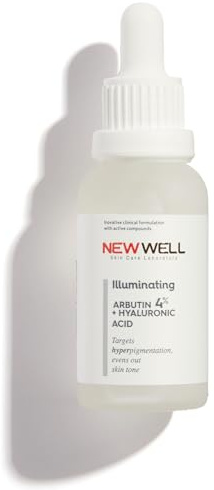 NEWWELL Aufhellendes Arbutin Gesichtsserum mit Aloe Vera & Hyaluron - Antibakterielles Vitamin C Serum für Gesicht, Anti-Falten, Anti-Aging und Dunkle-Flecken, vegan & tierversuchsfrei, 30ml