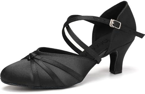 VCIXXVCE Damen Satin Gesellschaftstanzschuhe Geschlossener Latein Salsa Tango Moderne Standard Tanzschuhe, 40 EU