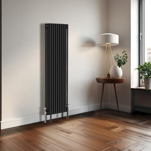 Blümme Traditional 1500 x 470mm Vertical Cast Iron Radiator Central Heating Radiators Four Column Black