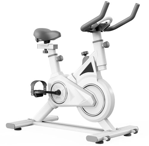 Makamsui Motionscykel, inomhuscykel/stationär cykel för hem, magnetisk stationär cykelcykel, fitnesscykel för hemmagym, träning med svänghjul, telefonmontering vit
