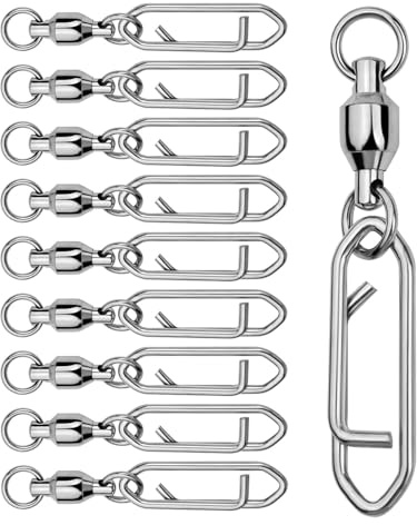 Nybhyjka Girelle, da pesca, mulinello e moschettone | 10 X Fishing Snaps Connector | Ami da pesca con giunto girevole, terminale, attrezzatura da pesca con girella a scatto per pescatori