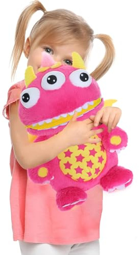 I LOVE FANCY DRESS Worry Yummy Monster Childrens Soft Toys 15 Inches (38 Cm) Tall - Loves Eating Your Worries - Pink Luna