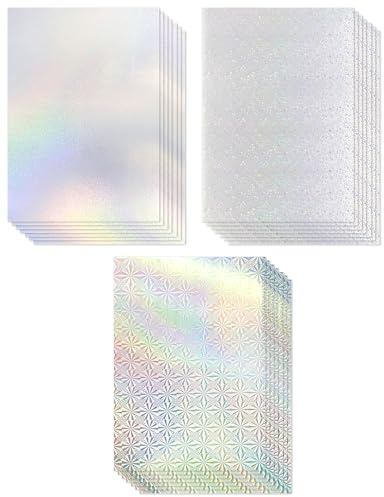 Cinvo Metallic Holographic Card Stock Shiny Iridescent A4 Thick Cardstock Mirror Paper Sheets Reflective Board for Cardmaking Scrapbook Poster Cardboard Party Decor DIY (8.5 x 11”) (Metallic)