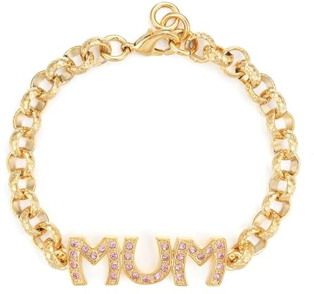 THE BLING KING 8mm Gold Mum Bracelet with Pink CZ Stones — 28g, 8 Inch Belcher — PVD Gold Plated Mum Jewellery Gift