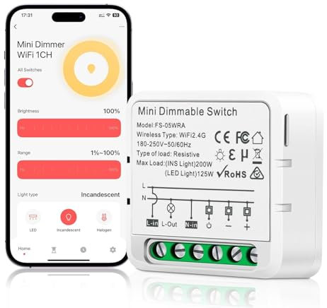 VIPMOON Variateur de lumiere LED Interrupteur sans fil Smart Dimmer Sans-fil Dimmable pour L'éclairage intérieur (180-250V)