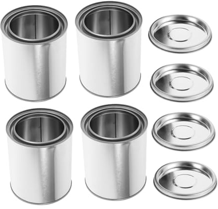 Garneck 4 Piezas Recipientes De Asfalto Redondos Reforzados Latas De Pintura Vacías Metálicas con Tapa para Laboratorio Construcción y Pintura Al Óleo