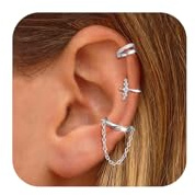 Kenivira 3Piezas Ear Cuff Pendientes Sin Agujero para Mujer Oro Plata Ajustable Pendientes Ear Cuff Set