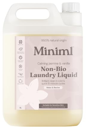 Miniml Laundry Liquid Washing Detergent 5L Refill - Natural Non Bio Wild Jasmine & Vanilla Scented Clothes Washing- Machine or Delicate Hand Cleaning - 100% Vegan & Cruelty Free (165 Washes)