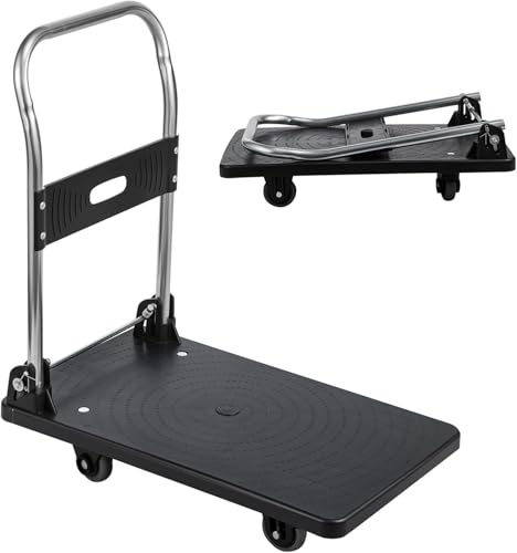JF HOME BLISS Folding Platform Trolley, Heavy Duty Hand Sack Truck with Handle, Rolling Flatbed Cart Dolly for Easy Transportation and Heavy Lifting (100kg Capacity)