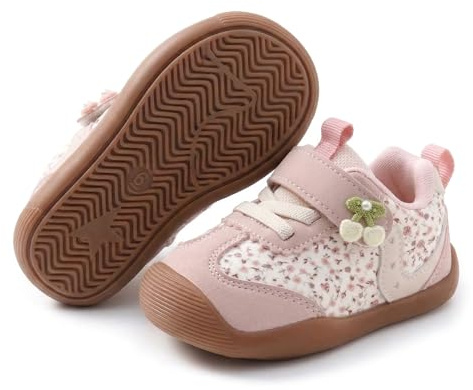 TootyTots Chaussures d'apprentissage pour bébé garçon et fille - Chaussures de sport légères avec semelle en caoutchouc antidérapante - Respirantes - Semelle souple - Large espace pour les orteils