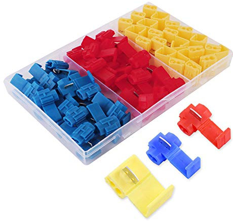 CESFONJER Connecteur Rapide | Scotch Verrouillage Connecteurs | Raccords Auto-Dénudants | Cosse Electrique Connecteur Rapide Kit | Rouge 20 Pcs Bleu 20 Pcs Jaune 15 Pcs
