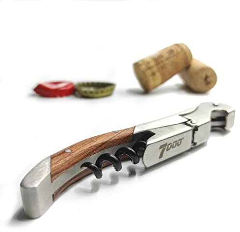 7DOO Cavatappi Professionali Sommelier in Legno Acciaio, Apribottiglie Vino Professionale, Apri Bottiglia per Tappi a Corona, Tirabuscion Sommelier, Regali Natale Originali, (Elite - ROSE WOOD)